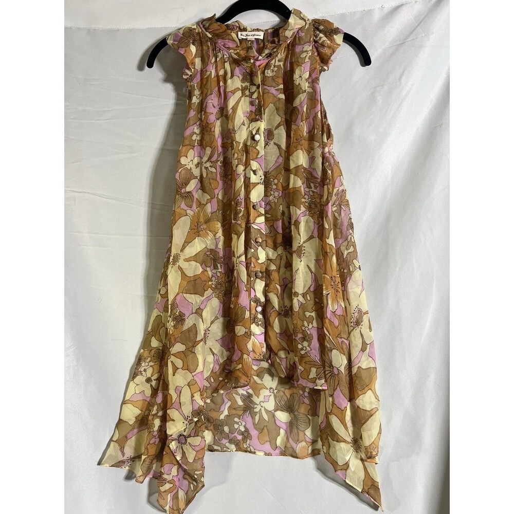 For Love and Lemons Floral Tank Top Medium Sheer Chiffon Coquette Festival Boho